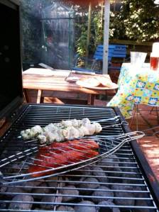 bbq Salmon and soy; chicken with lemon and thyme