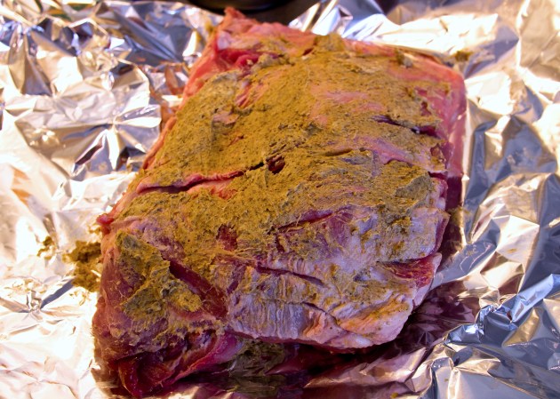 Moroccan slow roast lamb - ready for the oven