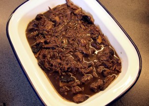 Beef and mushroom pie ready for topping