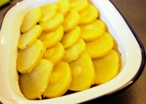 Sliced potato topping