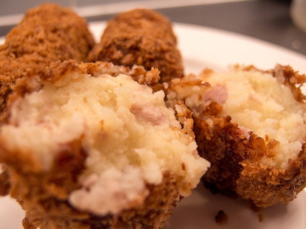 Potato cheese and ham croquette